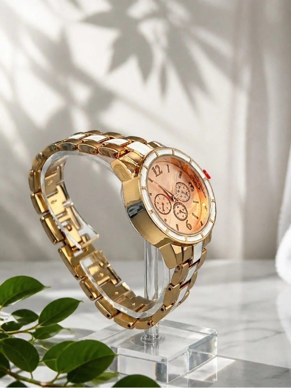 INC Rose Gold and White Women's Bracelet Watch